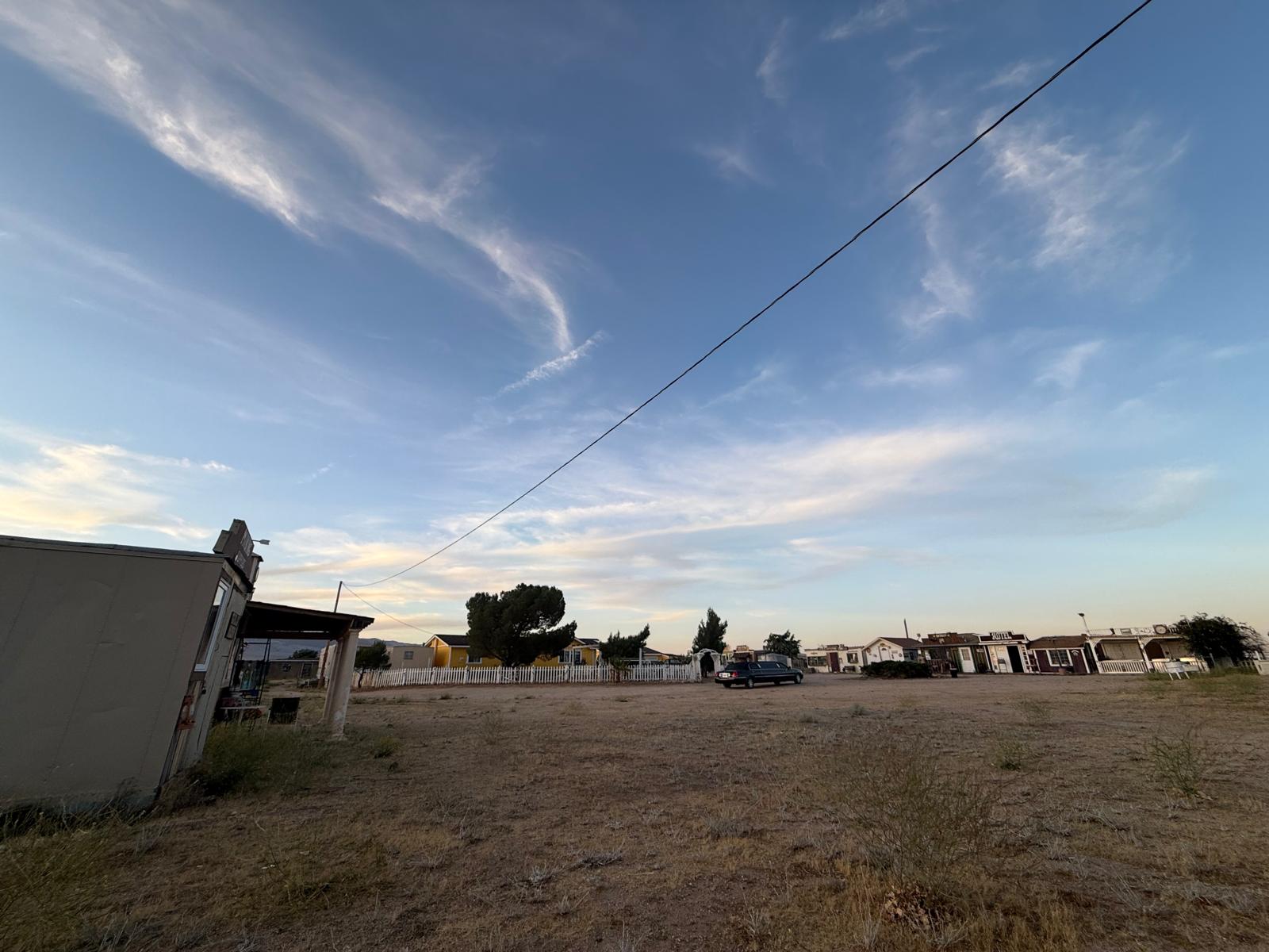 The empty Hikertown grounds falling quiet at dusk