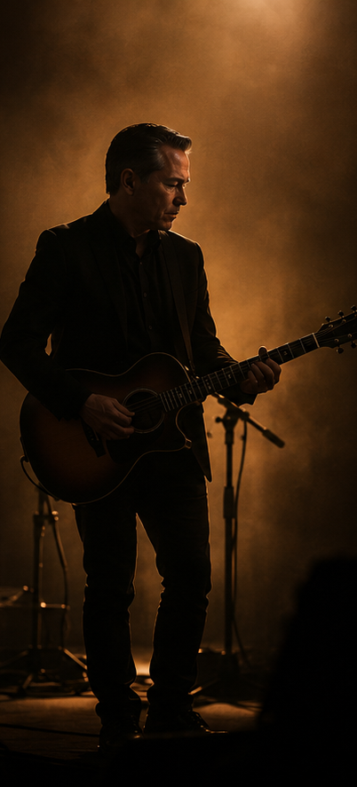 Scott Chávez on stage with an acoustic guitar